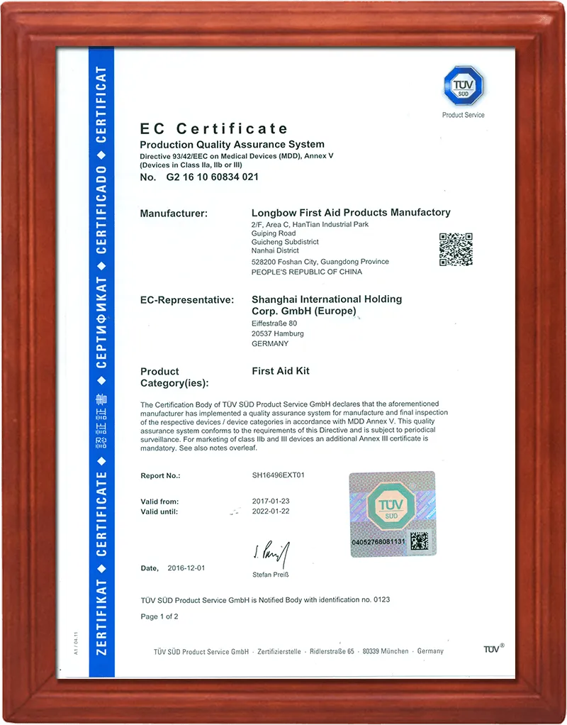burn dressing TUV certification
